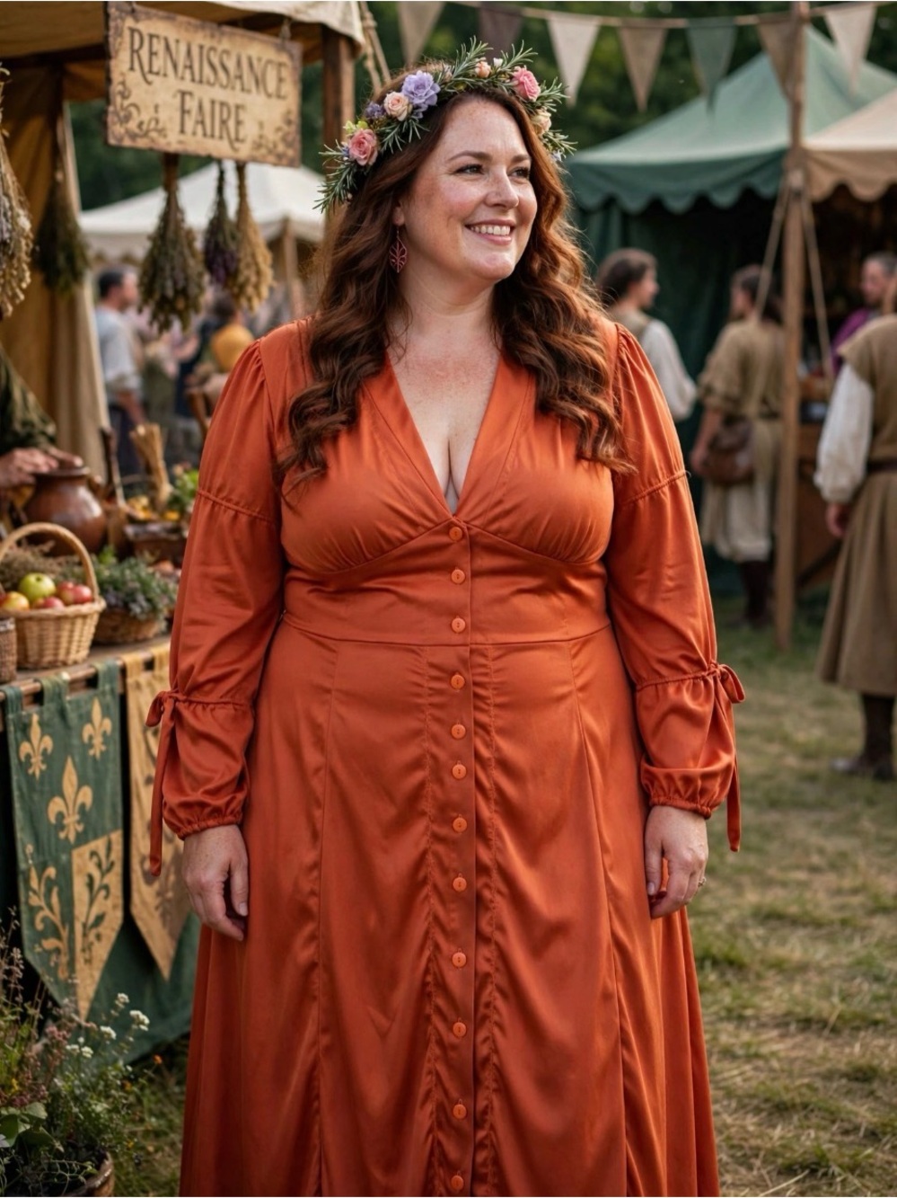Orange Renaissance, Cottagecore Maiden 
Dress, 2X